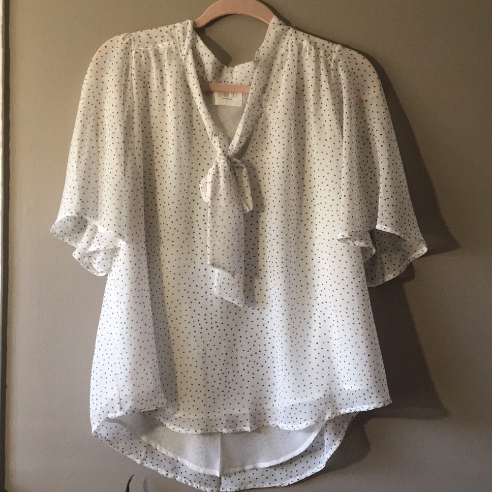 Polka Dot Tie Front Blouse